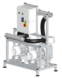 Cattani Maxi-Jet 2S х 2 - аспиратор стоматологический на 40 установок, до 45 м, алюминивая рама, контрольная панель, регулятор с таймером, аксессуары,