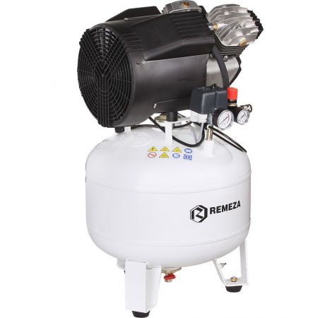Remeza КМ-50.VS204 - Стоматологический безмасляный компрессор для 2-х стоматологических установок, без осушителя, с ресивером 50 л, 165 л/мин
